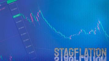 The stagflation  text on chart for business concept 3d rendering photo