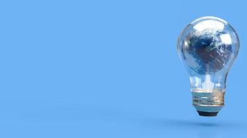 The earth in light bulb for ecological  or sci concept 3d rendering photo