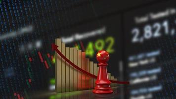 The Chinese chess and chart  on business background 3d rendering photo
