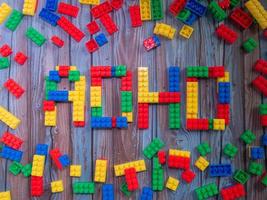 brick toys multi color adhd word for sci or education concept photo