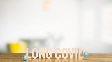 The long covid text and virus for medical or outbreak  concept 3d rendering photo