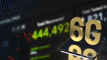 gold 6g on tablet and business background for technology  concept 3d rendering photo