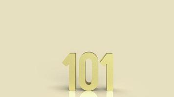 101 gold number for beginner concept 3d rendering photo