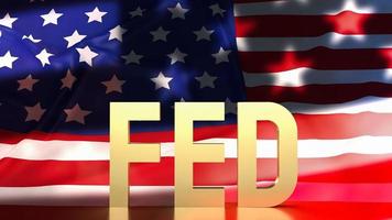 The gold text fed on Usa flag background for business concept 3d rendering photo