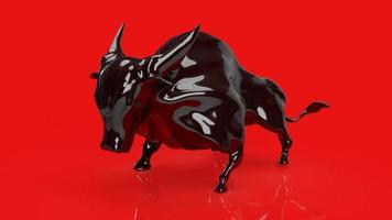 The black bull on red background for business concept 3d rendering photo