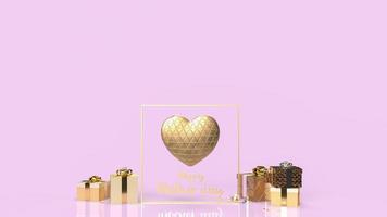 The gold heart and text for happy mother day concept 3d rendering photo