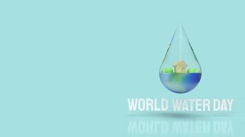 The water drop for world water day for holiday content  3d rendering. photo