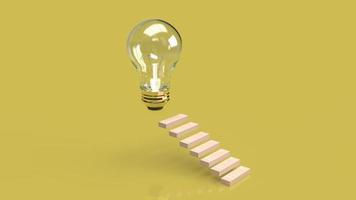 The Light bulb and staircase for idea content 3d rendering. photo