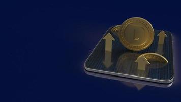 The gold dogecoin on tablet for cryptocurrency content 3d rendering photo