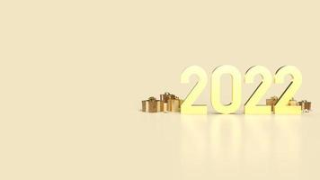 gold 2022 on red background for new year  concept 3d rendering photo