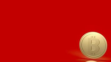 bitcoin coin on red background  for cryptocurrency or business concept 3d rendering photo