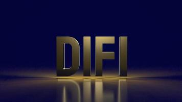The gold defi text  in dark blue background  for business concept 3d rendering photo
