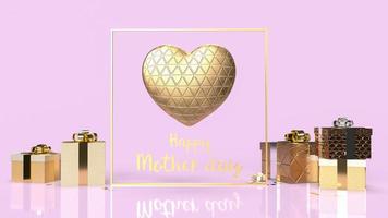 The gold heart and text for happy mother day concept 3d rendering photo