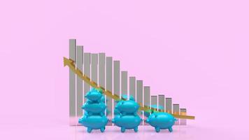 The blue piggy bank and silver chart for saving or business concept 3d rendering photo