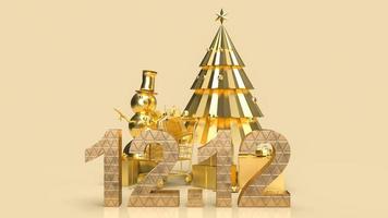 The number 12.12  and snowman on gold background  for sale promotion concept 3d rendering photo