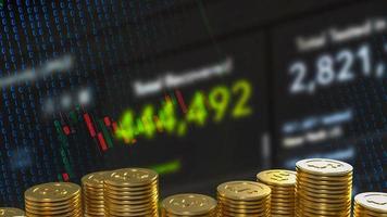 The  gold coins and chart background for business concept 3d rendering photo