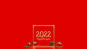 gold number 2022 Chinese  style  for happy new year concept 3d rendering photo