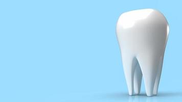 tooth white on blue background for dental or medical concept 3d rendering photo