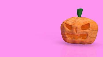 calabaza halloween sobre fondo rosa para el concepto de vacaciones 3d renderizado foto