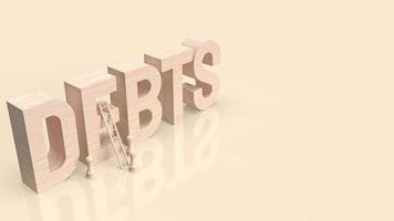 The debts wood text for business concept 3d rendering photo