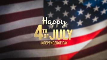 el 4 de julio texto dorado en la etapa unida de la bandera de américa para el concepto de vacaciones o celebración representación 3d foto