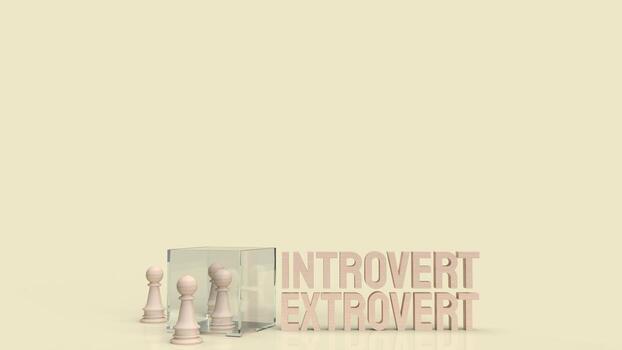el texto introvertido y extrovertido para la representación 3d de fondo. foto