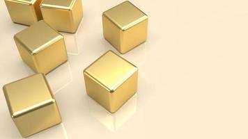 The  gold cube on white for abstract  background concept 3d rendering. photo