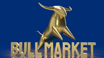 gold bull and word bull market for business concept 3d rendering. photo