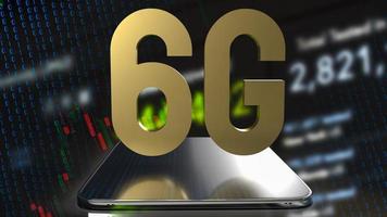 gold 6g on tablet and business background for technology  concept 3d rendering photo