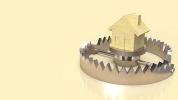 The home wood on bear trap for property or construction  concept 3d rendering photo