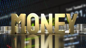 The gold money text on business background  3d rendering photo