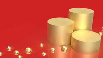 The gold podium on red background for showcase or present concept 3d rendering photo