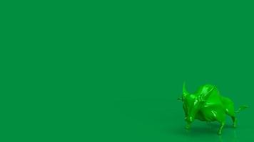 The green bull on green background  for business concept 3d rendering photo