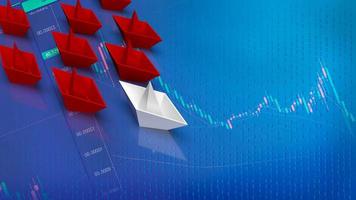 white paper boat and red  for business concept 3d rendering photo