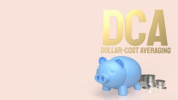 The piggy bank and coins for dca or Dollar Cost Averaging concept 3d rendering photo