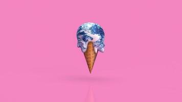 el concepto de fusión de helados de la tierra para la representación 3d de desparasitación global foto