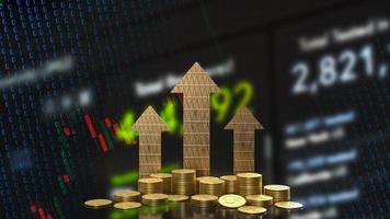 The gold coins and arrow on business background  3d rendering photo