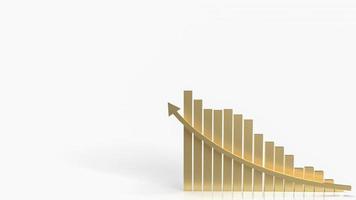 The gold chart arrow up on white background for business concept 3d rendering photo