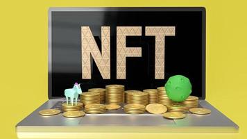 The nft or Non Fungible Token for art and technology concept 3d rendering photo