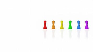 The chess  multi color on white background for lgbtq concept 3d rendering photo