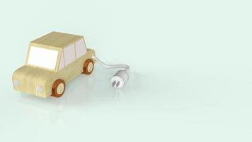 The wooden car and AC power plugs for electric car or ev car content 3d rendering photo