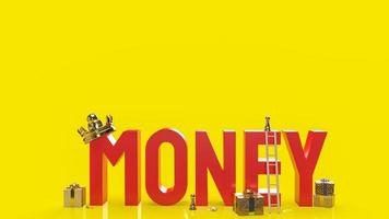 money red text  on yellow background for business content 3d rendering. photo