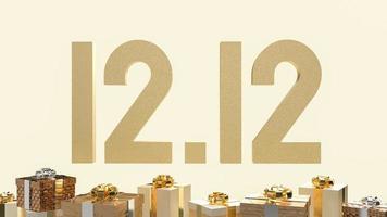 las cajas de regalo de 12.12 y oro para el concepto de negocios y vacaciones representación 3d foto