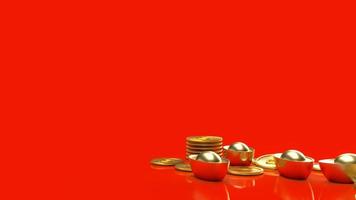 The Chinese gold on red background for celebration or new year concept 3d rendering photo