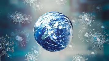 The world and virus for covid 19 or out break concept 3d rendering photo
