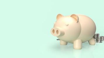 The piggy bank and coins for business or saving concept 3d rendering photo