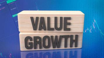 The word  value and growth on wood  for business concept 3d rendering photo