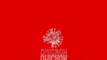 The virus omicron on red background for covid 19 or medical concept 3d rendering photo