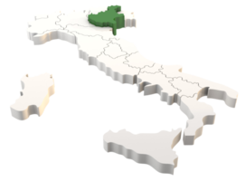 Italy map a 3d render isolated with Veneto italian regions png