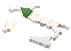 mappa dell'italia un rendering 3d isolato con le regioni italiane della toscana png